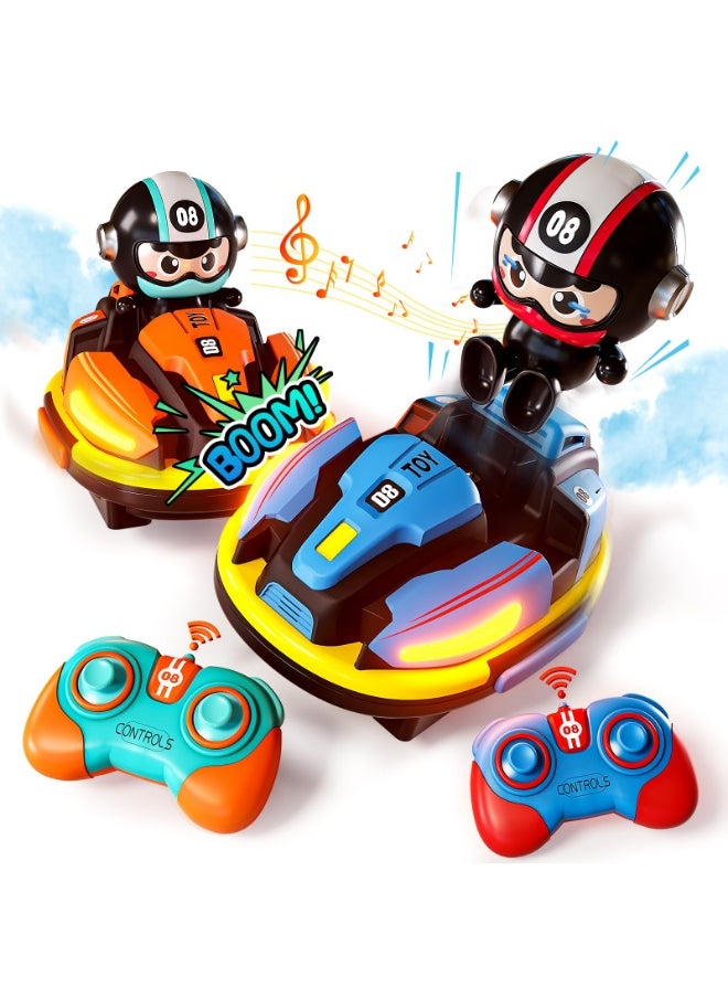 XICEN Remote Control Car Set, 2pcs 2.4GHz Bumper Cars, RC Battle Race Car Toy, Ejecting Dodgem Cars with Sound Effects, Spray, Music and Lights, RC Play Vehicles for Kids Boys Children  - Image 1