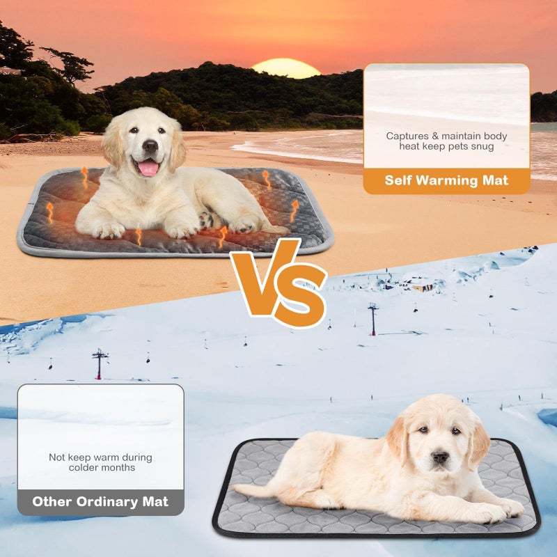Tujoe 4 Pack Self Warming Cat Mat Self Heating Cat Pad Warm Thermal Pet Bed Washable Dog Crate Pad Body Heat Dog Bed Mat Blanket Non Slip Bottom for Outdoor Indoor Pets(Grey,16 x 20 Inch) - Image 3