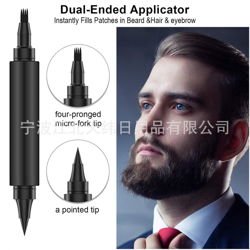 Single Large Two-In-One Double Head Four-Forked Beard Beard Pen Beard Pen Beard Filled Eyebrow Pen Without Brush - Image 5