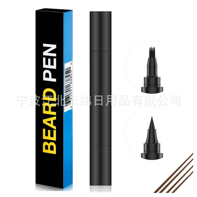 Single Large Two-In-One Double Head Four-Forked Beard Beard Pen Beard Pen Beard Filled Eyebrow Pen Without Brush - Image 3