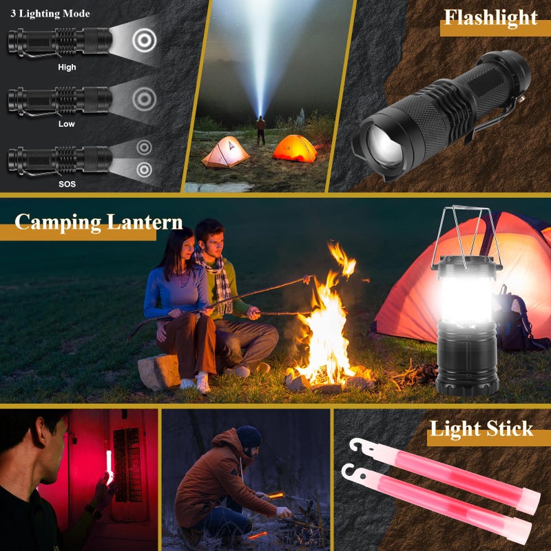 Abpir318 PCS Emergency Survival Kit, Survival Gear and Equipment First Aid Kit Med Supplies for Vehicles Travel Car Camping Hiking Disaster Preparedness, Gifts for Christmas Birthday Him Men - Image 3