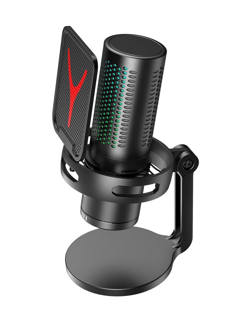 Yanmai RGB Condenser Gaming Microphone for PC, Phone, PS4/PS5 – USB Plug & Play Mic with Mute Button, Volume Control, Noise Reduction, Real-Time Monitoring & Shock Mount Kit for Streaming & Recording - Image 2