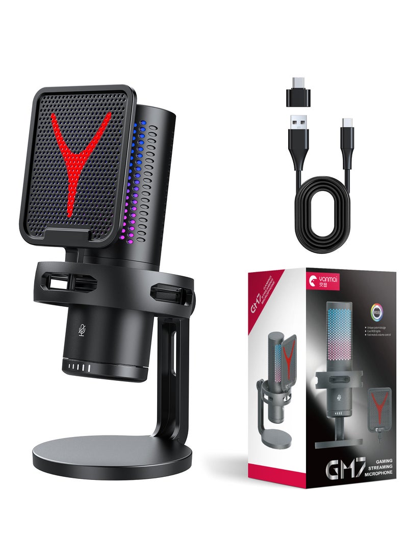 Yanmai RGB Condenser Gaming Microphone for PC, Phone, PS4/PS5 – USB Plug & Play Mic with Mute Button, Volume Control, Noise Reduction, Real-Time Monitoring & Shock Mount Kit for Streaming & Recording - Image 1