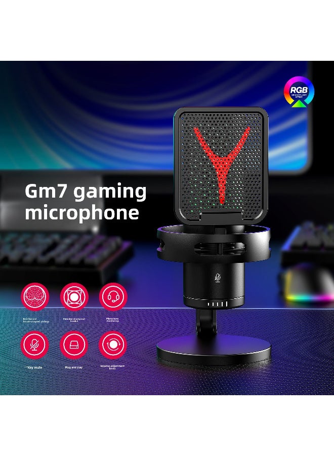 Yanmai RGB Condenser Gaming Microphone for PC, Phone, PS4/PS5 – USB Plug & Play Mic with Mute Button, Volume Control, Noise Reduction, Real-Time Monitoring & Shock Mount Kit for Streaming & Recording - Image 3