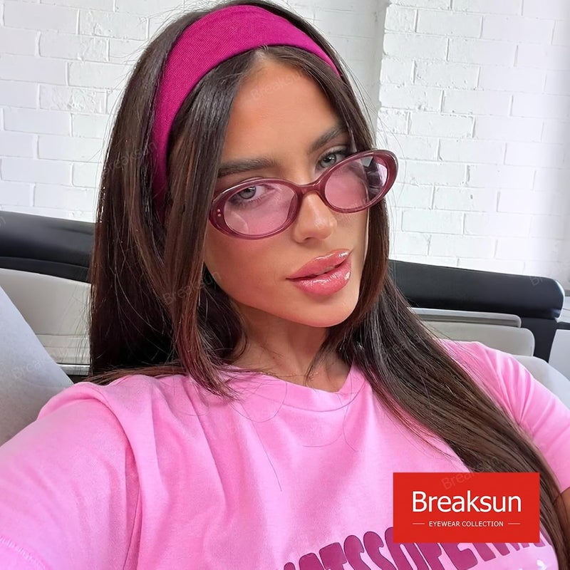 Breaksun نظارات بريكسون البيضاوية الرجعية للنساء والرجال - نظارات شمسية بيضاوية صغيرة عصرية من التسعينيات - Image 2