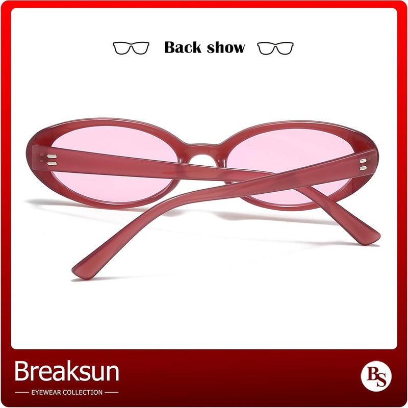 Breaksun نظارات بريكسون البيضاوية الرجعية للنساء والرجال - نظارات شمسية بيضاوية صغيرة عصرية من التسعينيات - Image 4