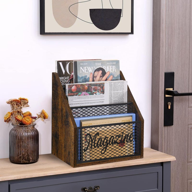 YINMIT Magazine Holder, Stepped 3 Tier Magazine Rack Floor, Magazine Storage Basket, Folder Organizer Bin for Magazines,Books,Newspapers,Tablets - Image 5