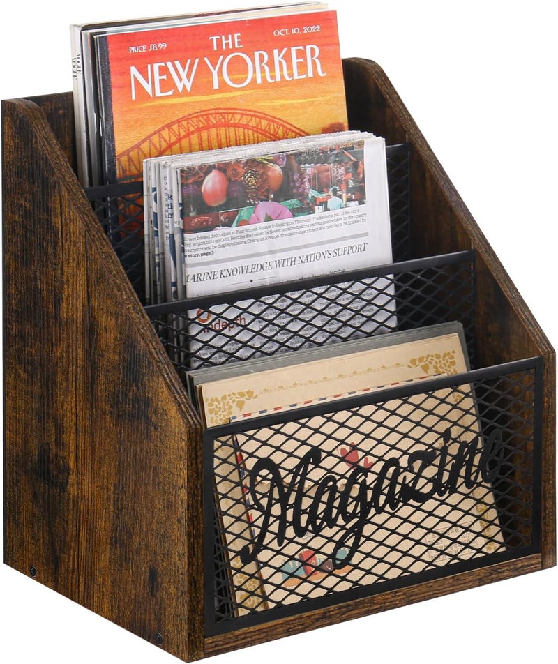 YINMIT Magazine Holder, Stepped 3 Tier Magazine Rack Floor, Magazine Storage Basket, Folder Organizer Bin for Magazines,Books,Newspapers,Tablets - Image 1