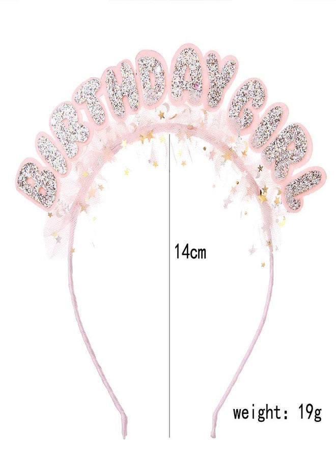 Happy Space - Birthday Girl Glitter Hairband, Shimmer Baby Pink Hairband/Tiara - Image 2