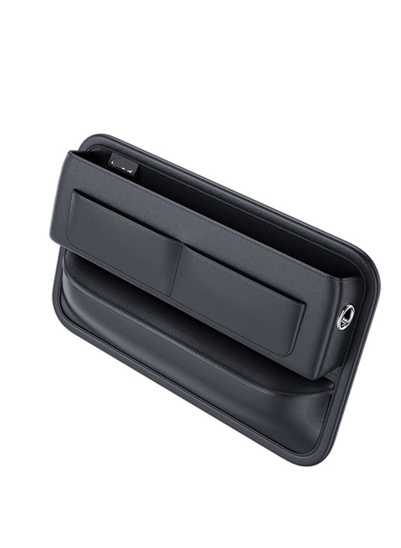 SOLARAE Car Seat Gap Filler Organiser Car Console Side Pocket PU Leather with USB Charging Hole for Wallets Phones Keys Cards Coins and Sunglasses - Image 1