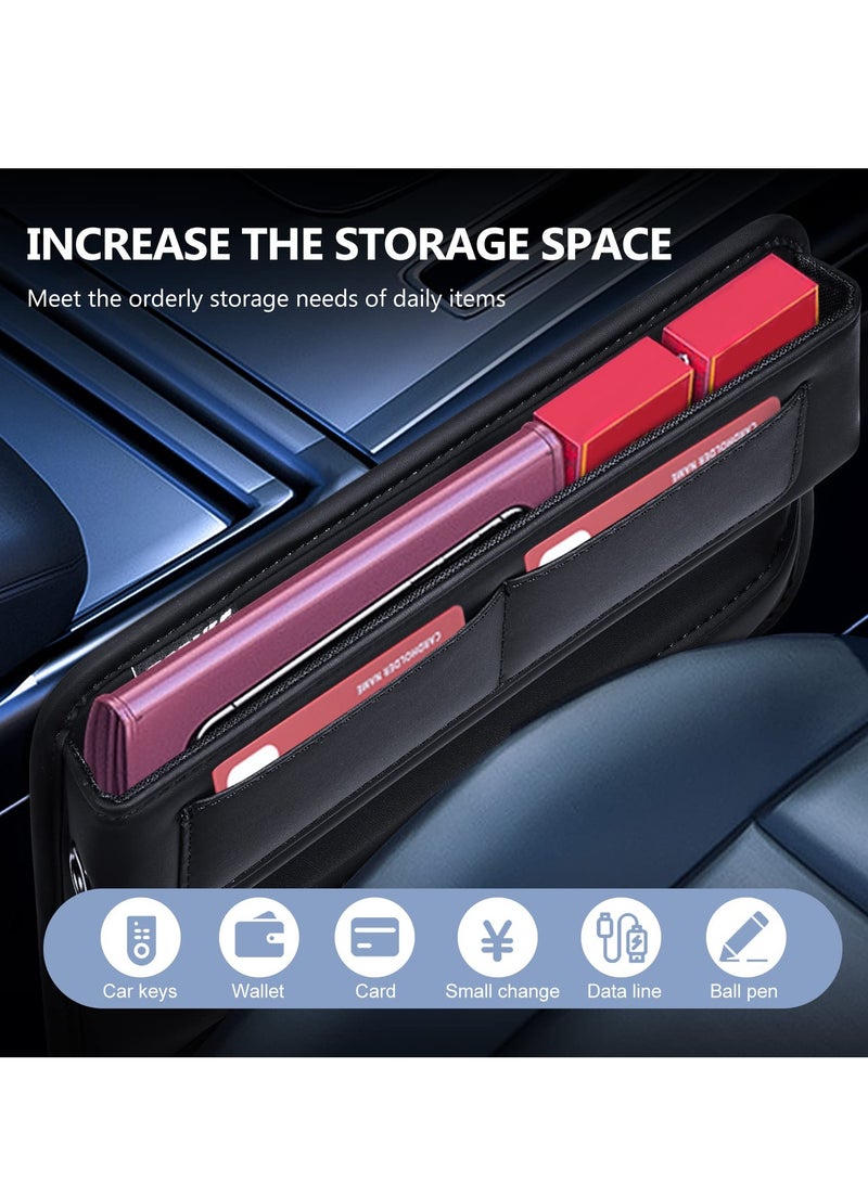 SOLARAE Car Seat Gap Filler Organiser Car Console Side Pocket PU Leather with USB Charging Hole for Wallets Phones Keys Cards Coins and Sunglasses - Image 3