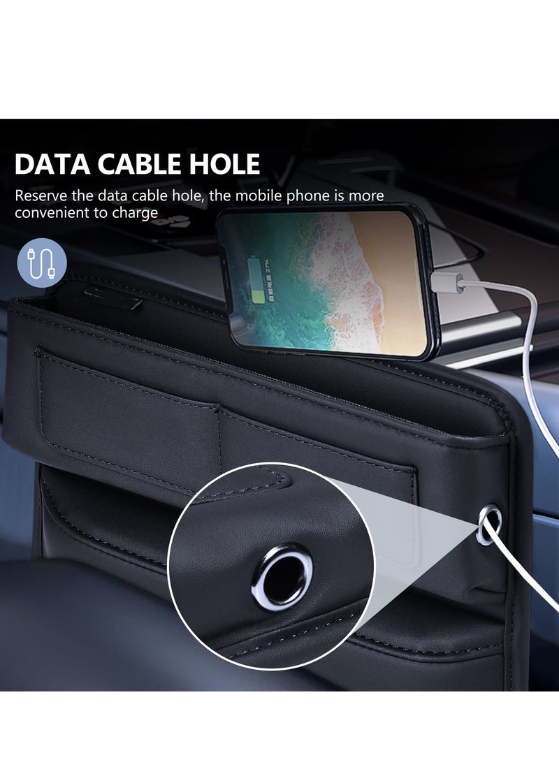SOLARAE Car Seat Gap Filler Organiser Car Console Side Pocket PU Leather with USB Charging Hole for Wallets Phones Keys Cards Coins and Sunglasses - Image 4