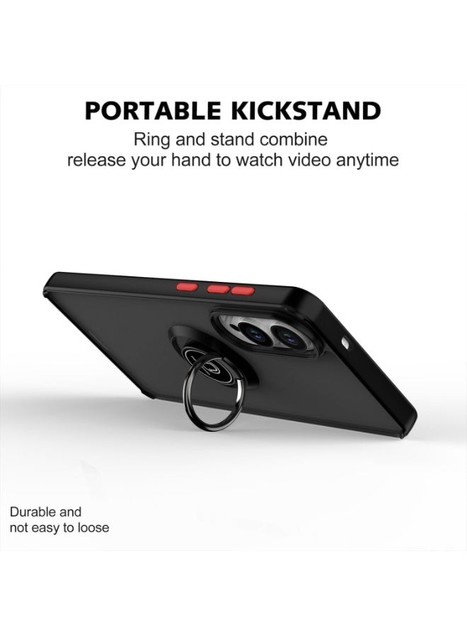 Muzz حافظة لهاتف فيفو V50 لايت مع غطاء معدني وحامل حلقة وجراب واقي مع قاعدة وقوف مغناطيسية مقاومة للصدمات بظهر غير لامع لحافة فيفو V50 لايت 5G (أزرق) - Image 2