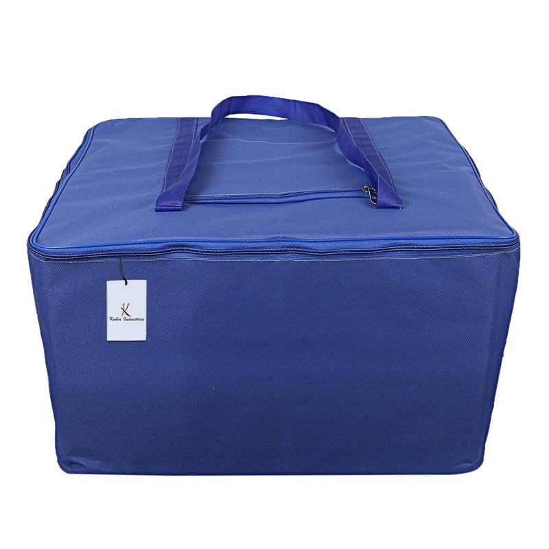 Kuber Industries Rexine 2 Pcs Jumbo Underbed Moisture Proof Storage Bag with Zipper Closure and Handle Royal Blue CTKTC6604 - Image 3