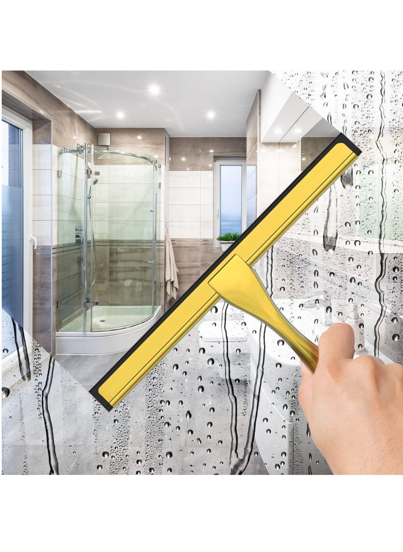 Hihonor All-Purpose Stainless Steel Shower Squeegee for Shower Doors with 2 Adhesive Hooks, Bathroom Cleaner Tool Household Window Mirror Squeegee for Home Cleaning, Glass Door, Tile Wall, Car  - Image 3
