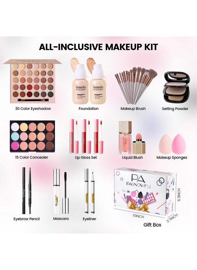 PASNOWFU - Makeup Kit for Women, Makeup Full Kit for Beginners Teens Girls, Makeup Bundle Include 30 Colors Matte & Shimmer Eyeshadow Palettes, Blush Palette, Lip Gloss Set - Image 1