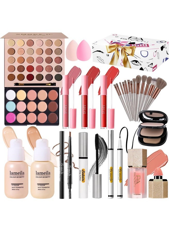 PASNOWFU - Makeup Kit for Women, Makeup Full Kit for Beginners Teens Girls, Makeup Bundle Include 30 Colors Matte & Shimmer Eyeshadow Palettes, Blush Palette, Lip Gloss Set - Image 1