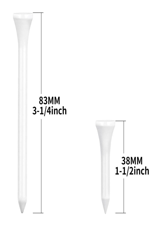 Zivisk Wooden Golf Tees 3-1/4 inch 100 Count & 1-1/2 inch 20 Count White - Image 2