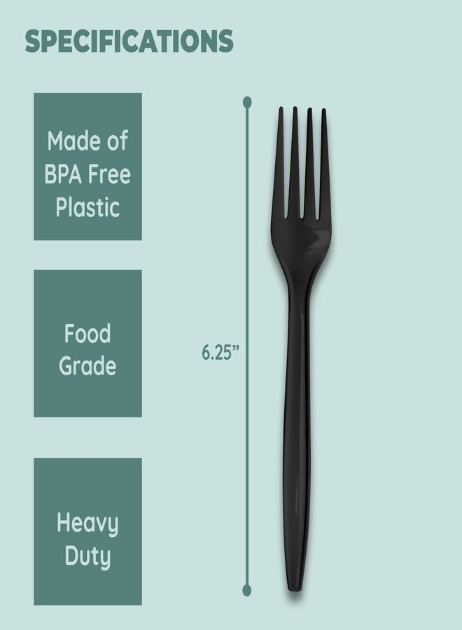Jacent Disposable Black Plastic Forks, Plastic Cutlery: Utensils for Parties, Picnics, Office Home & School - 100 Count - Image 4