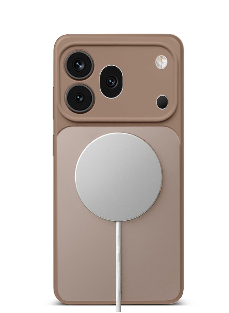 Wtech Honor 600 Pro 5G 2026 Premium Liquid Silicone Compatible With Thin Magsafe Ring Case Cover (MCMPMN) - Brown - Image 3
