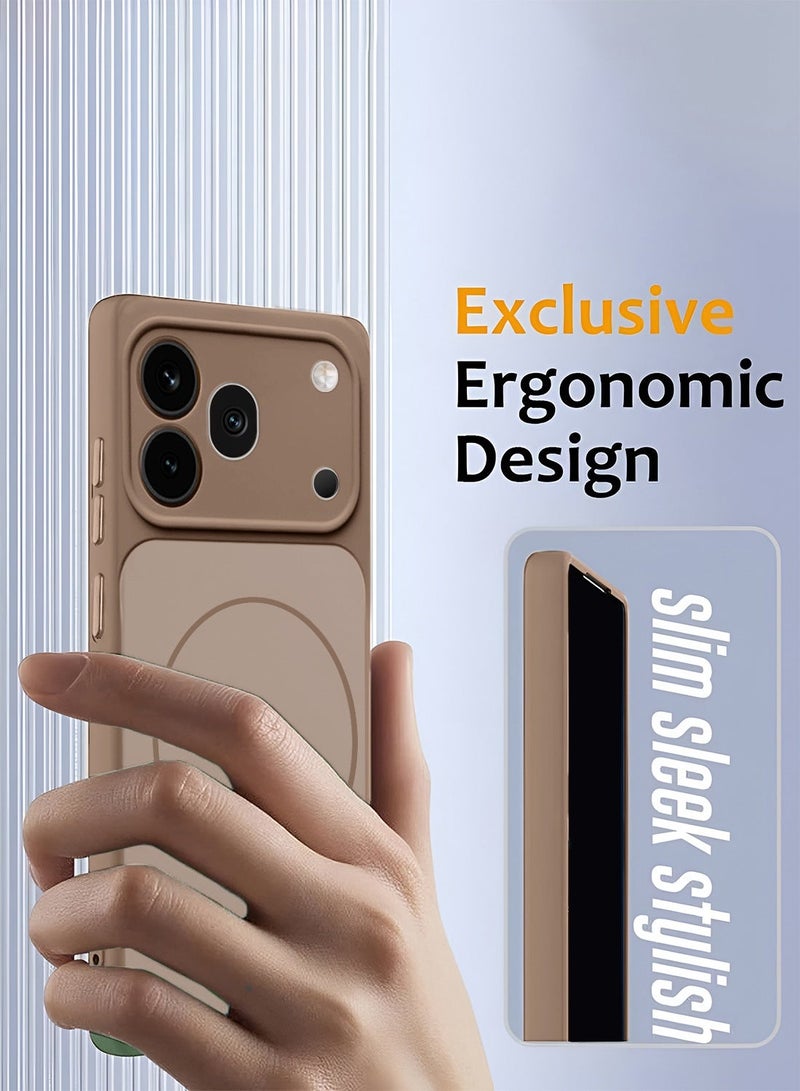 Wtech Honor 600 Pro 5G 2026 Premium Liquid Silicone Compatible With Thin Magsafe Ring Case Cover (MCMPMN) - Brown - Image 2