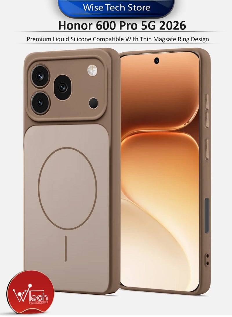 Wtech Honor 600 Pro 5G 2026 Premium Liquid Silicone Compatible With Thin Magsafe Ring Case Cover (MCMPMN) - Brown - Image 1