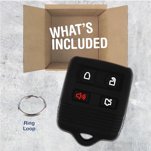 KeylessOption Key Fob Cover Replacement for 2000 2001 2002 2003 2004 2005 2006 2007 2008 2009 2010 2011 2012 2013 2014 2015 2016 2017 2018 2019 Ford Lincoln Mercury Mazda Remote Silicone, 4-Button - Image 2