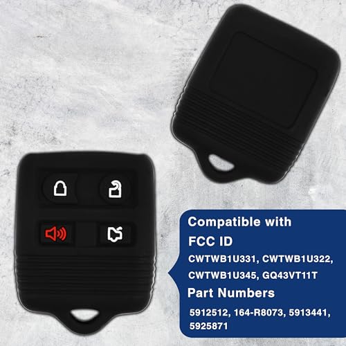 KeylessOption Key Fob Cover Replacement for 2000 2001 2002 2003 2004 2005 2006 2007 2008 2009 2010 2011 2012 2013 2014 2015 2016 2017 2018 2019 Ford Lincoln Mercury Mazda Remote Silicone, 4-Button - Image 5