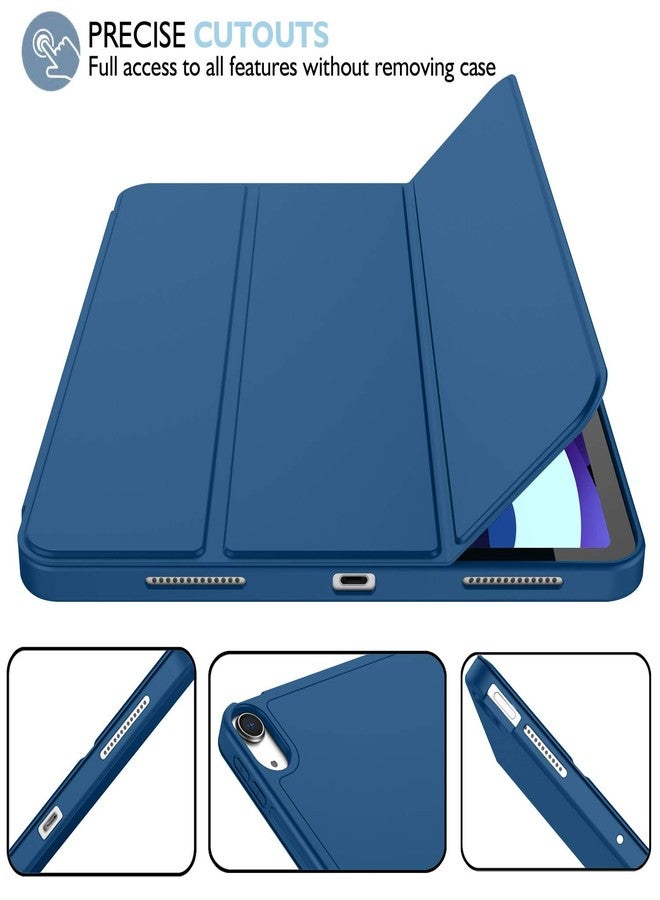 iMieet جراب iMieet لجهاز iPad Air الجديد من الجيل الرابع مقاس 10.9 بوصة (إصدار 2020) مع حامل قلم [يدعم بصمة الإصبع وشحن قلم iPad الثاني/الاقتران] جراب ذكي ثلاثي الطي مع ظهر من مادة TPU الناعمة (أزرق داكن) - Image 4