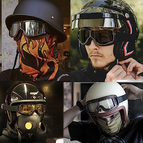 LJDJ Motorcycle Goggles,2 Pack Vintage Anti Fog Pilot PU Leather Glasses Dustproof ATV Off Road Motorbike Helmet Eyewear Protect for Ridding Motorcross Classes Aviator Goggles for Men Women Adult - Image 3