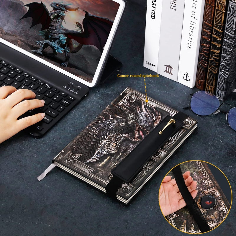 Feidiao Vintage Dragon Embossed Leather Notebook Dnd Notebook Travel Journal With Ballpoint Pen And Pen Sleeve.Antique Handmade A5 Journal Hardcover Liner Writing Notebook Gift For Men&Women(Colorful) - Image 2