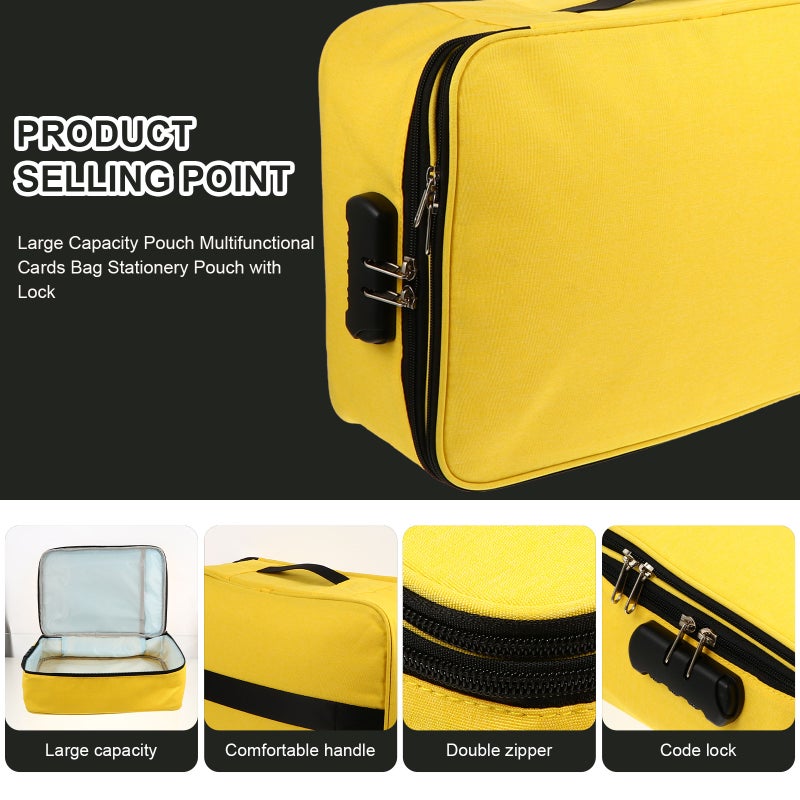 1Pc Large Capacity Pouch Multifunctional Cards Bag Stationery Pouch with Lock - Image 3