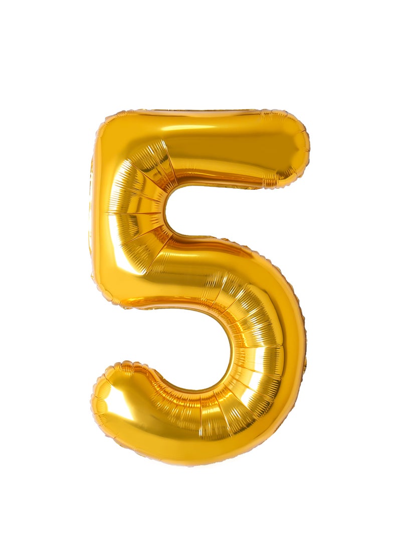 Party Zone Gold Foil Balloon Number 5 33" 
