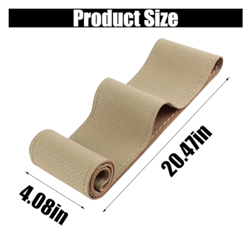 GLSOWEE Car Genuine Leather Steering Wheel Cover DIY Sewing with Needle and Thread Breathable and AntiSlip Universal 15 Inch Car Steering Wheel Stitching Wrap Beige Hole - Image 3