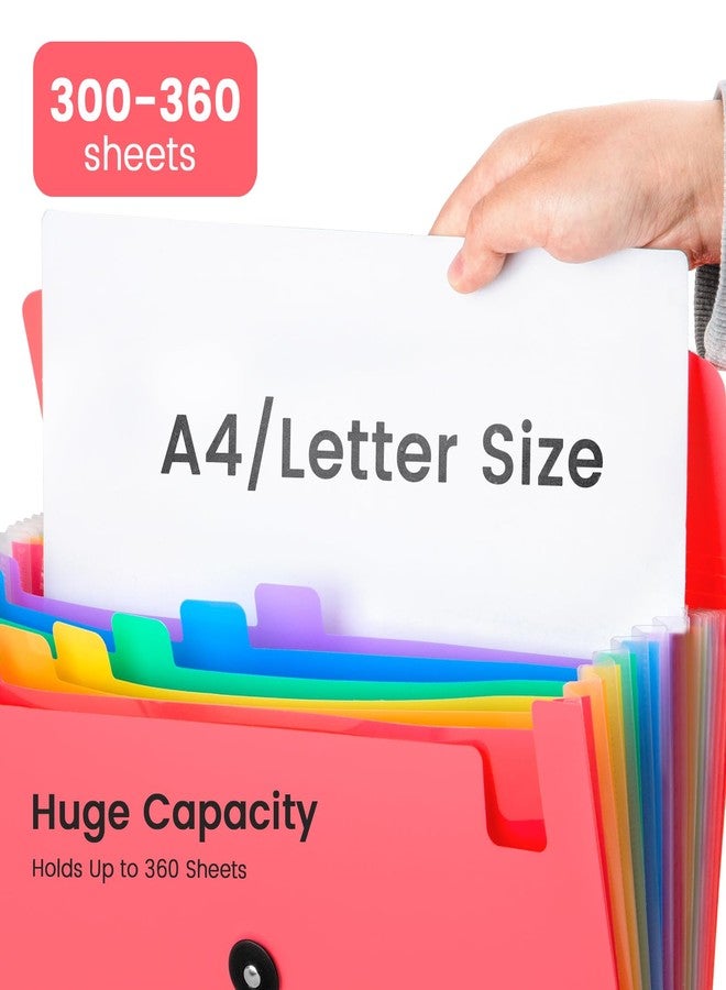 RIEJIN 13 Pocket Accordion File Organizer with Elastic Closure, Expanding File Folder for Letter Size A4 Papers, Ideal for Home, Office Supplies, College Essentials - Pink - Image 5