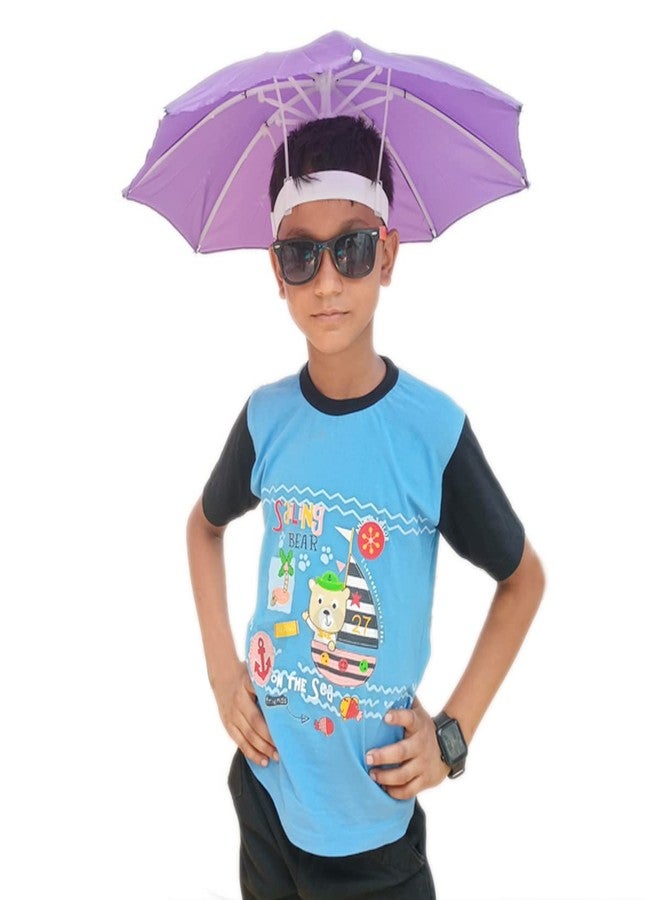 RAINPOPSON Hat Umbrella for Kids Girls Men and Women (Purple) - Image 5