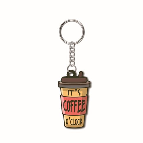 Bhai Please Coffee clock Wooden Keychain for Car, Bike, Office, Home (Pack of 1) Multicolour Key Chain with Ring | Gift for Men, Women, Girls, Boys, Him and Her - Image 1