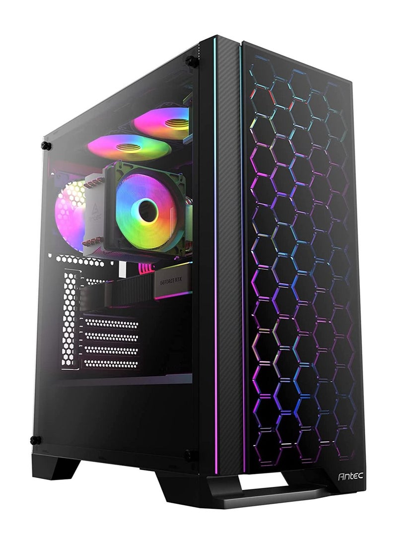 erorex - Nx Series Nx600 Mid-Tower Atx Gaming Case Tempered Glass Side Panel,Supports Up To 6 Fans 1 X 120 Mm Argb Fan Included - Image 1
