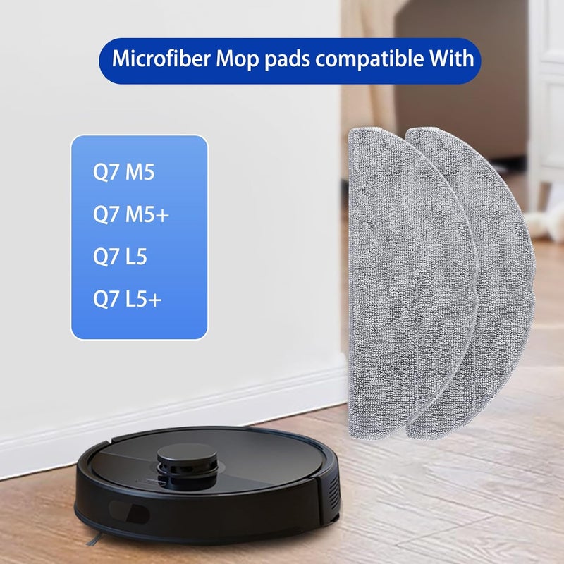 Spofan 6-piece set of wipes for Roborock Q7 M5/Q7 M5+, Q7 L5/Q7 L5+, for Tapo RV30/RV20 Max Plus, RV30/RV20 Max robot vacuum cleaner, reusable and washable replacement cloth - Image 2