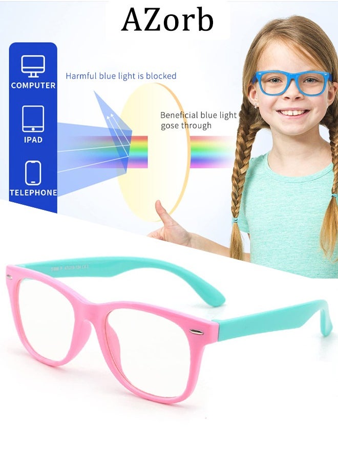 AZorb - Kids Blue Light Blocking Glasses Anti-Glare Anti-UV Mobile TV Silicone Glasses for Boys Girls 3-12 Years Old Children's Blue Light Blocking Glasses - Image 1