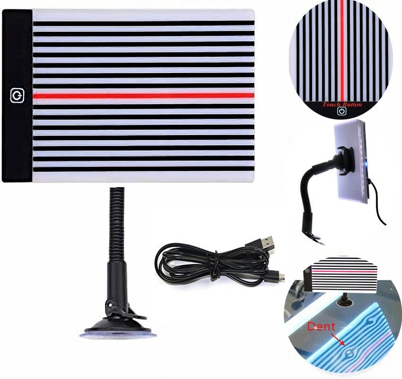 أدوات إصلاح الانبعاج بدون طلاء HIYITKS، شريط LED قابل للتعديل، لوح هيكل السيارة، أداة خط LED، أداة إيجاد عاكس مضيء للانبعاج، 3 أدوات مختلفة للتحكم في السطوع لإزالة الانبعاج مع حامل خط USB - Image 1