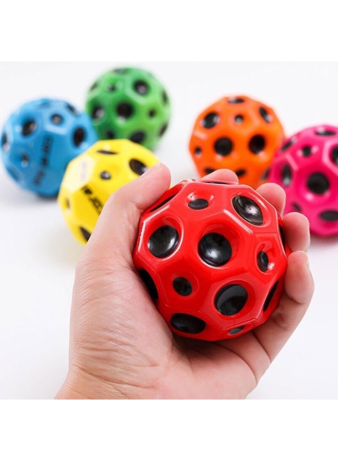 PLAYZO Moon Ball | Bouncy Ball | Porous Bouncy for Kids' Toy with Ultimate Bounce Fun |High Jumping Rubber Space Ball | Red - Image 2