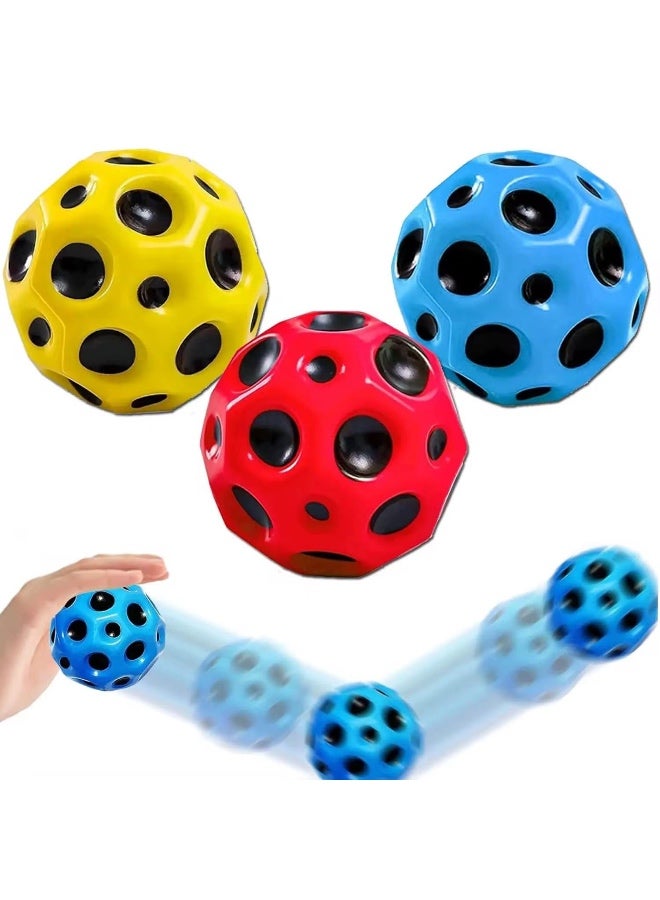 PLAYZO Moon Ball | Bouncy Ball | Porous Bouncy for Kids' Toy with Ultimate Bounce Fun |High Jumping Rubber Space Ball | Red - Image 3