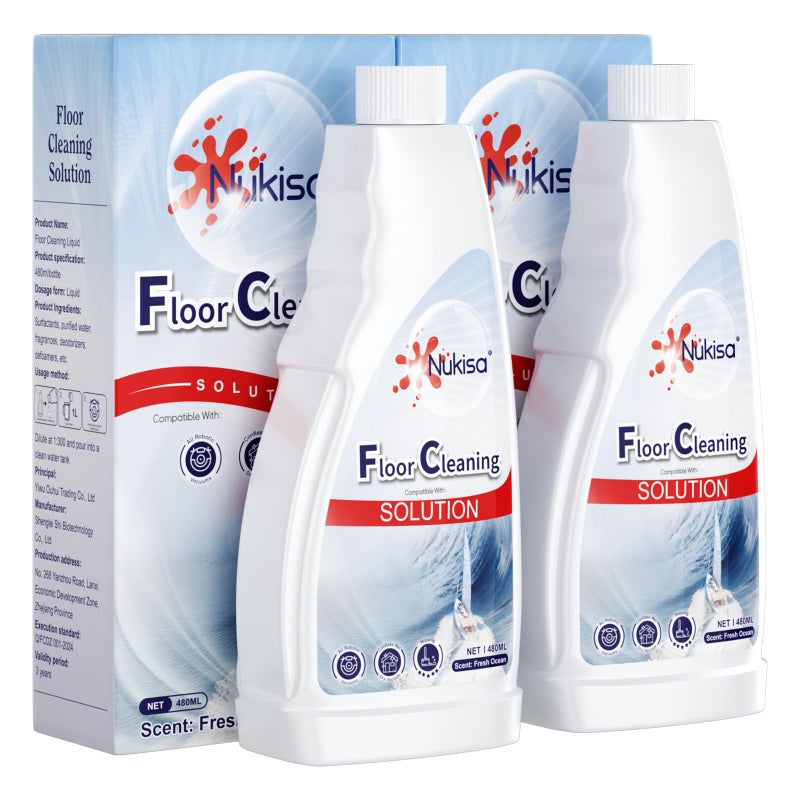 Nukisa Fresh Ocean Scent Floor Cleaning Solution Compatible With Roborock Robot Vacuum And Mop Cleanerï¼Œ Deep Cleans For Multiple Hard Floors, Suitable With All Robot Vacuums With Mopping (2) - Image 1