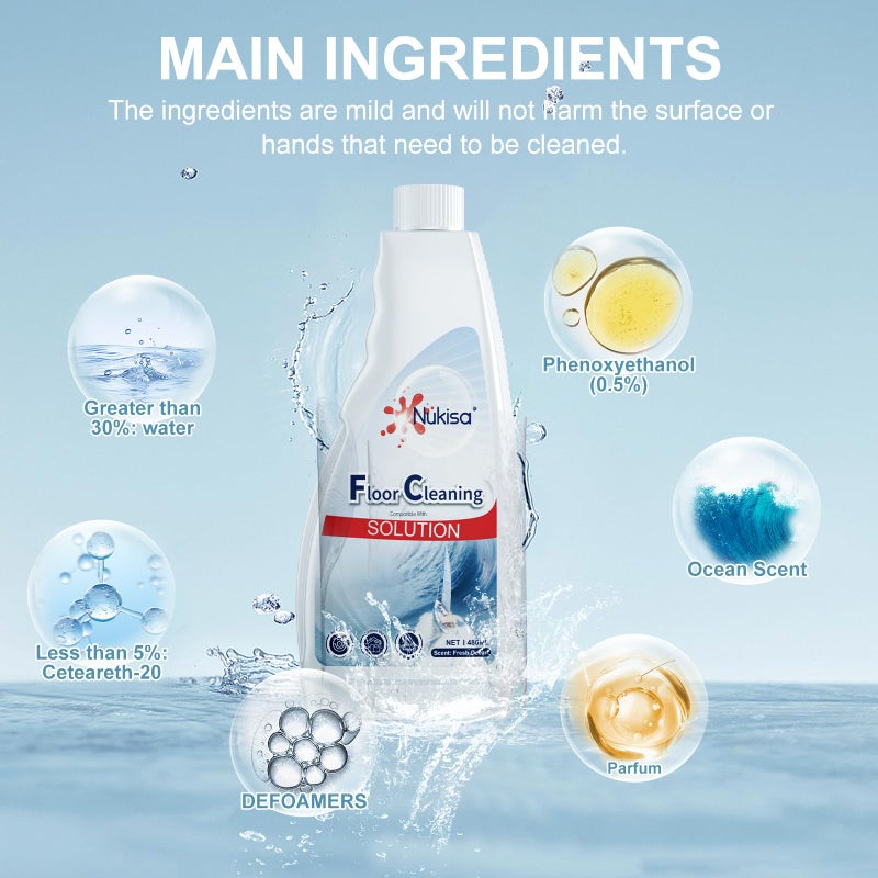 Nukisa Fresh Ocean Scent Floor Cleaning Solution Compatible With Roborock Robot Vacuum And Mop Cleanerï¼Œ Deep Cleans For Multiple Hard Floors, Suitable With All Robot Vacuums With Mopping (2) - Image 3