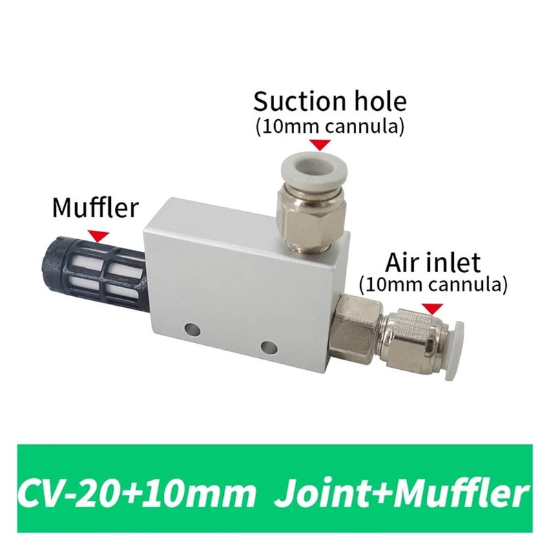 Vacuum Generator, Pneumatic Vacuum Generator High Negative Pressure Air Ejector Suction Exhaust Device for Industrial,for Industrial Automation(CV-20HS-10mm) - Image 2