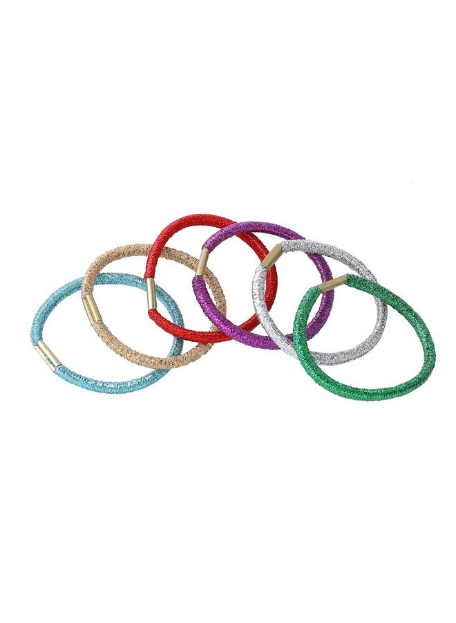 Estele Multicolor Shining Pony Tail Hair Rubber Bands for Womens/girls (Pack of 6) - Image 4