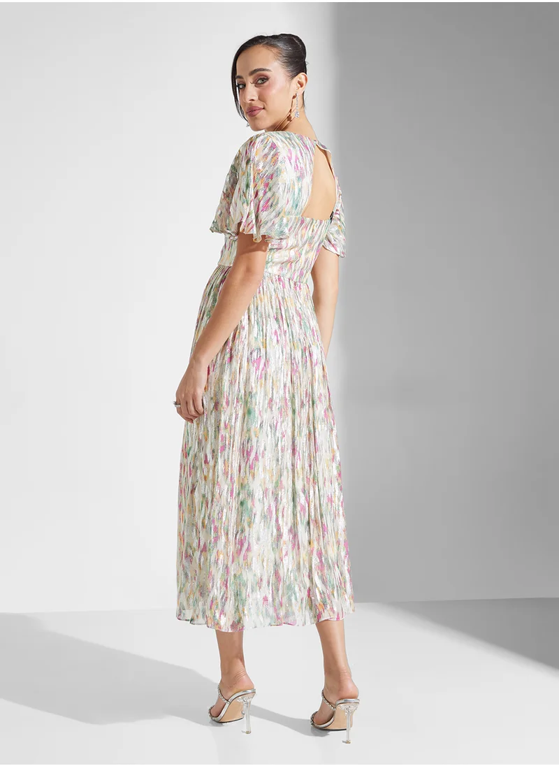 ليس اند بيدز Printed Flutter Sleeve Dress