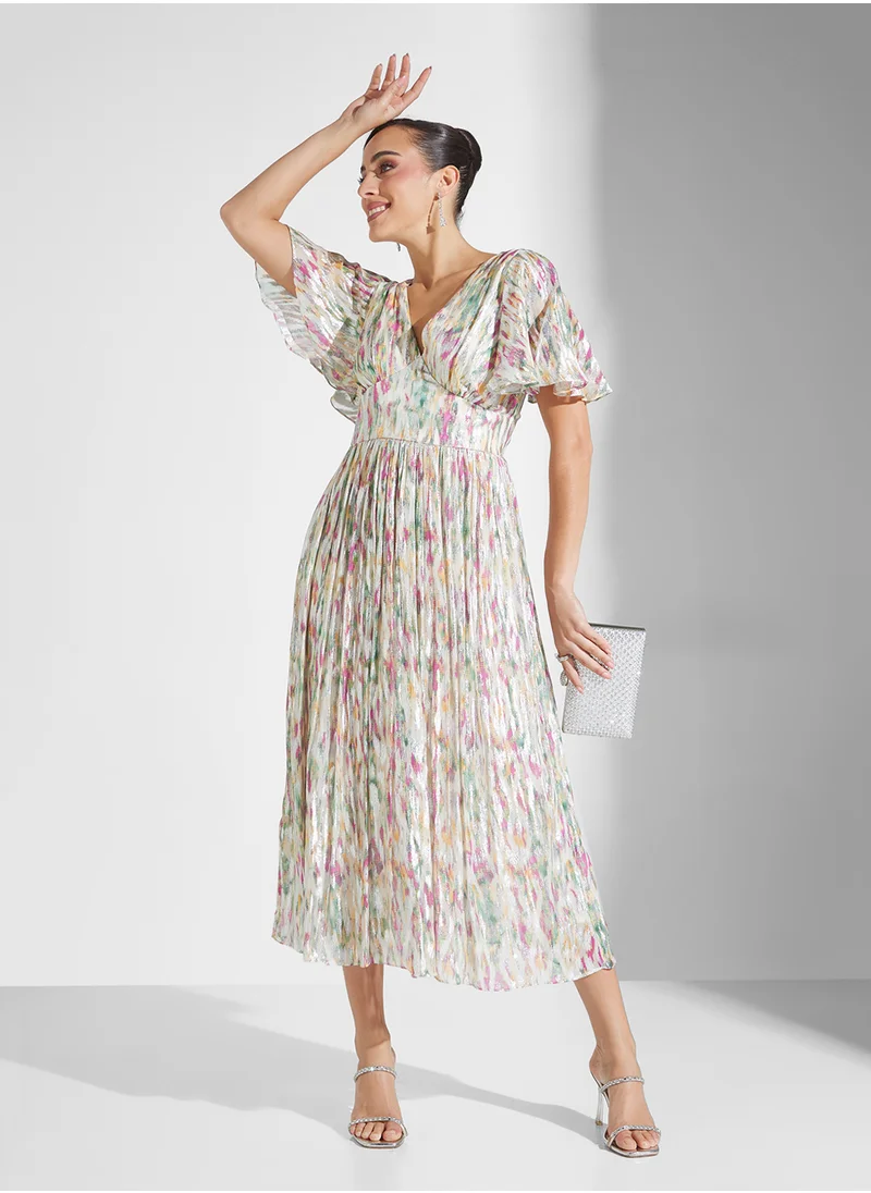 ليس اند بيدز Printed Flutter Sleeve Dress