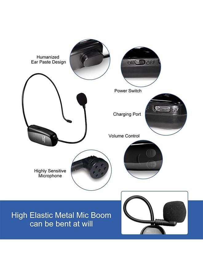Arabest Wireless Microphone Headset for PA System, Handheld Headset Microphone 2in1 Rechargeable UHF Wireless Mic with Wireless Receiver for Voice Amplifier, Stage Speaker, Public Speaking & Teaching  - Image 3